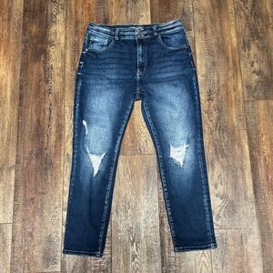 Kan Can distressed High Rise Cropped Jeans 30